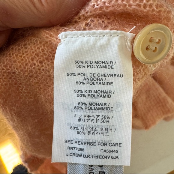 NWT J Crew Size Large Dusty Peach Kid Mohair/Polyamide V-Neck Boyfriend Cardigan - Picture 12 of 13
